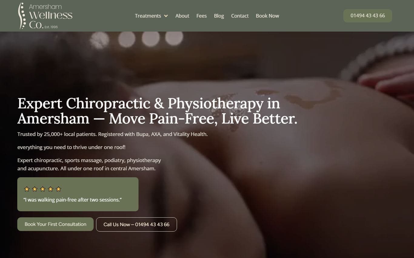 Screenshot of Amersham Wellness Co.