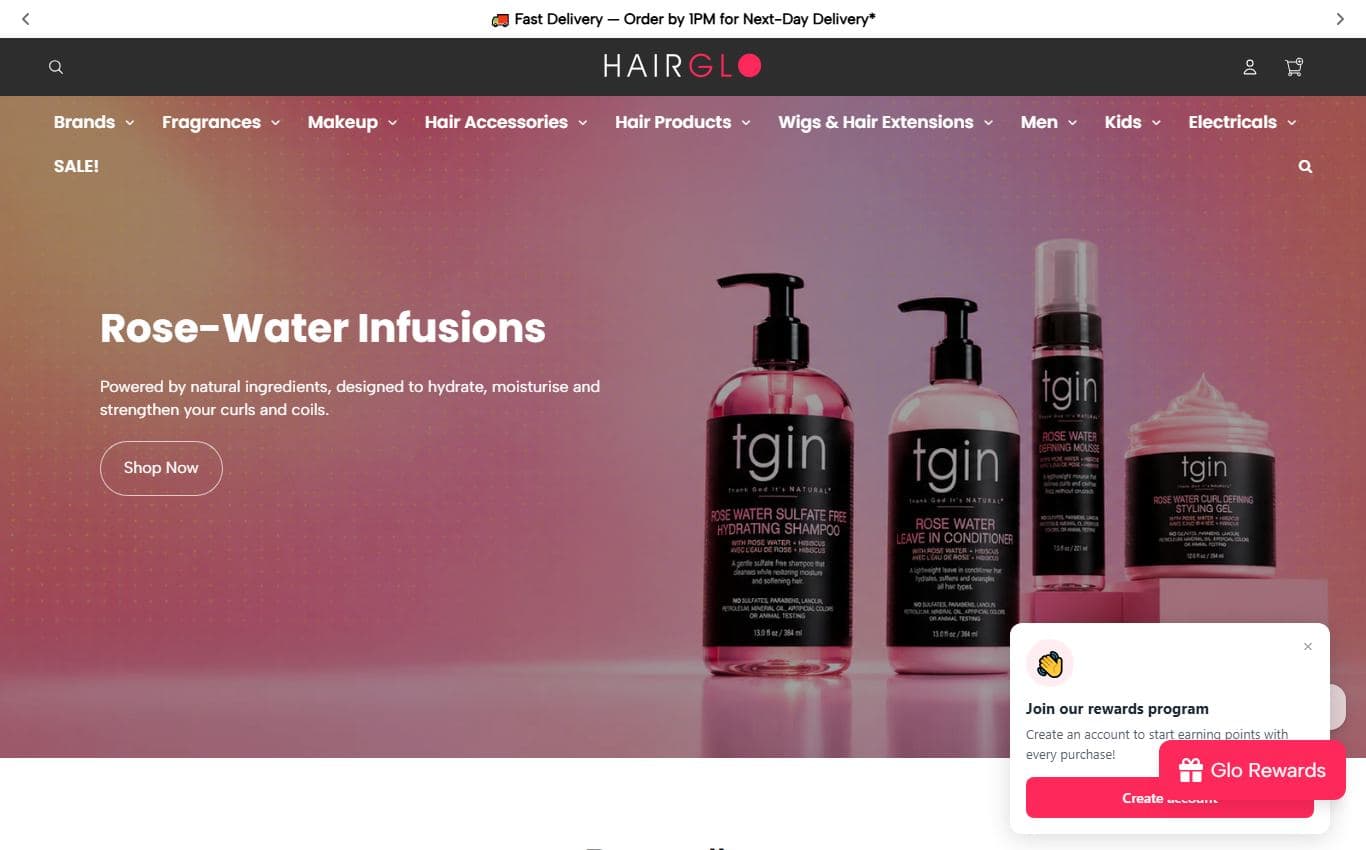 Screenshot of HAIRGLO