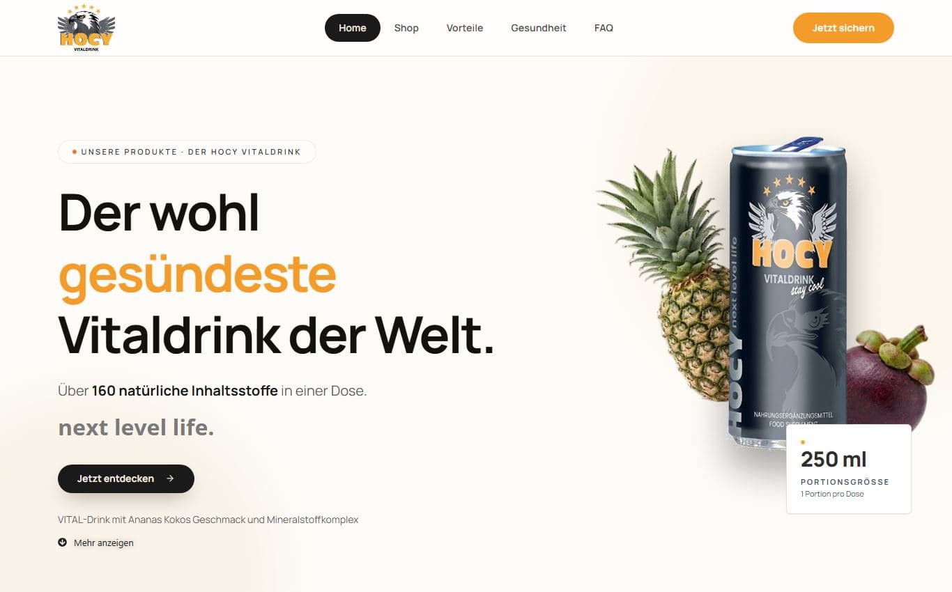 Screenshot of Hocy Vital Drink