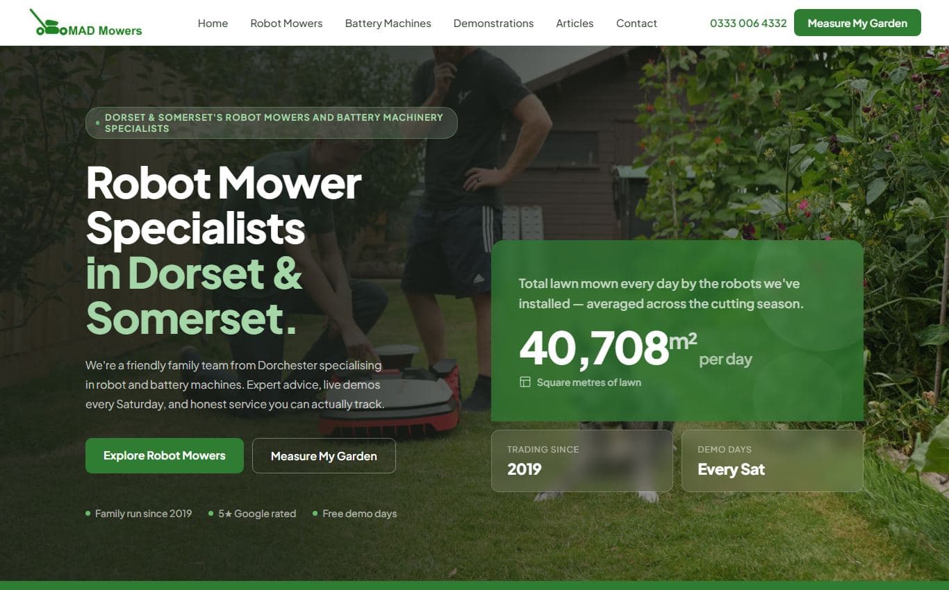 Screenshot of MAD Mowers