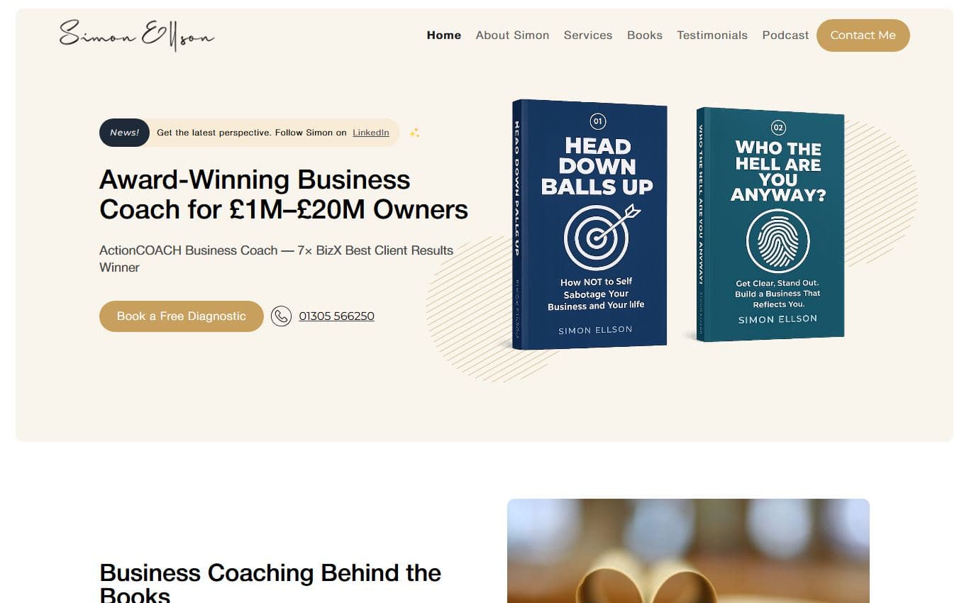 Screenshot of Award-Winning Business Coach Dorset