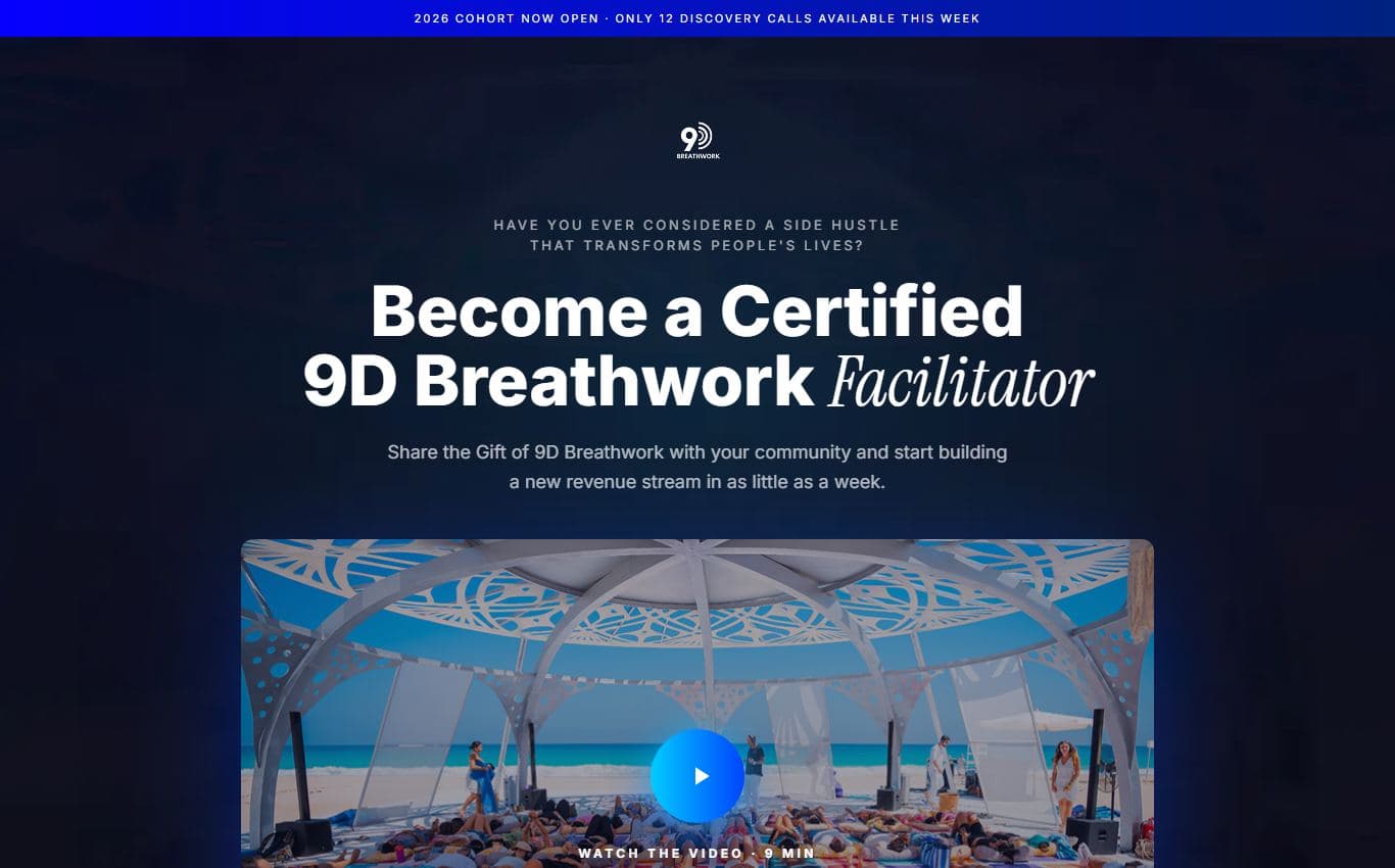 Screenshot of Client landing page