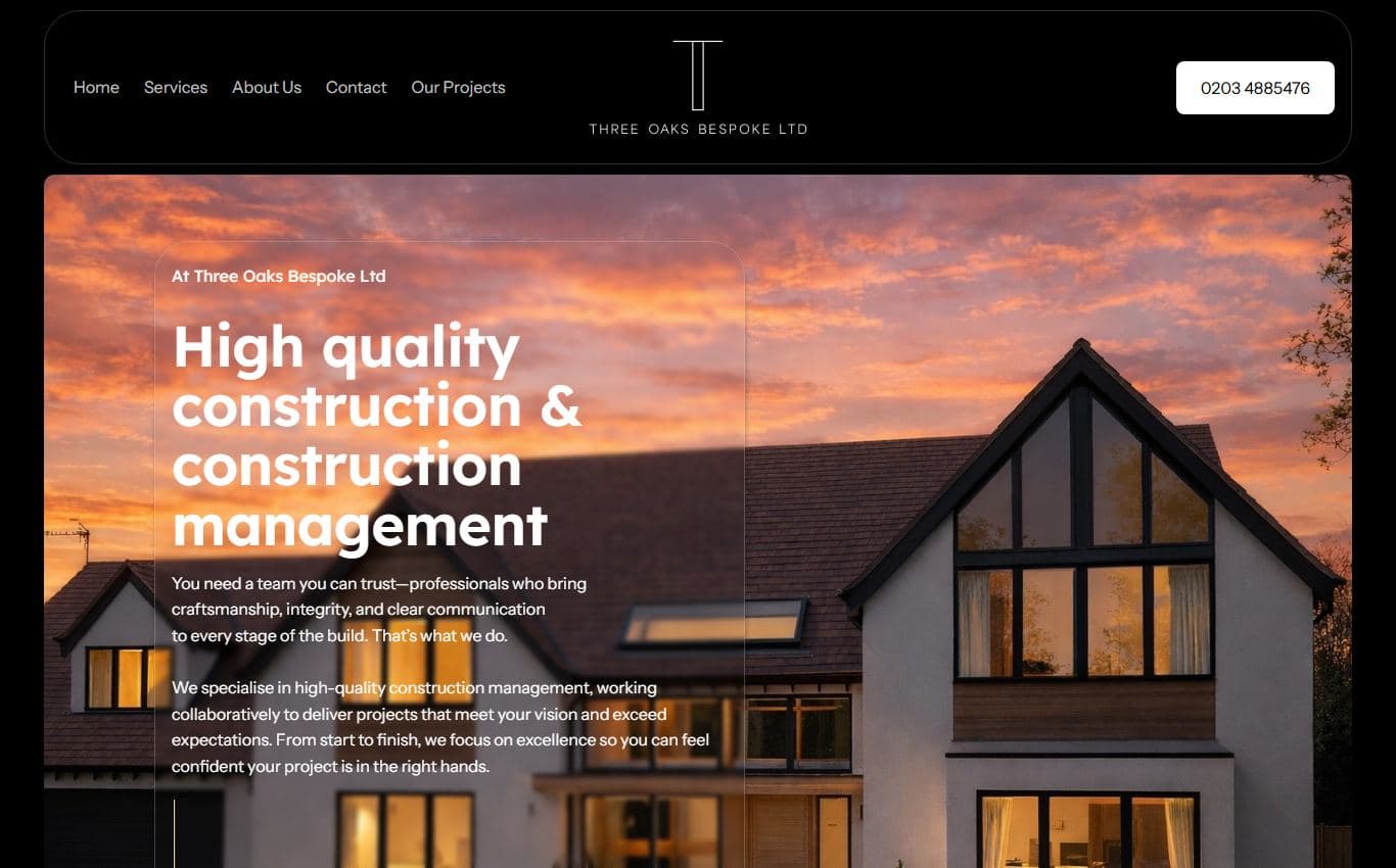 Screenshot of Three Oaks Bespoke Ltd